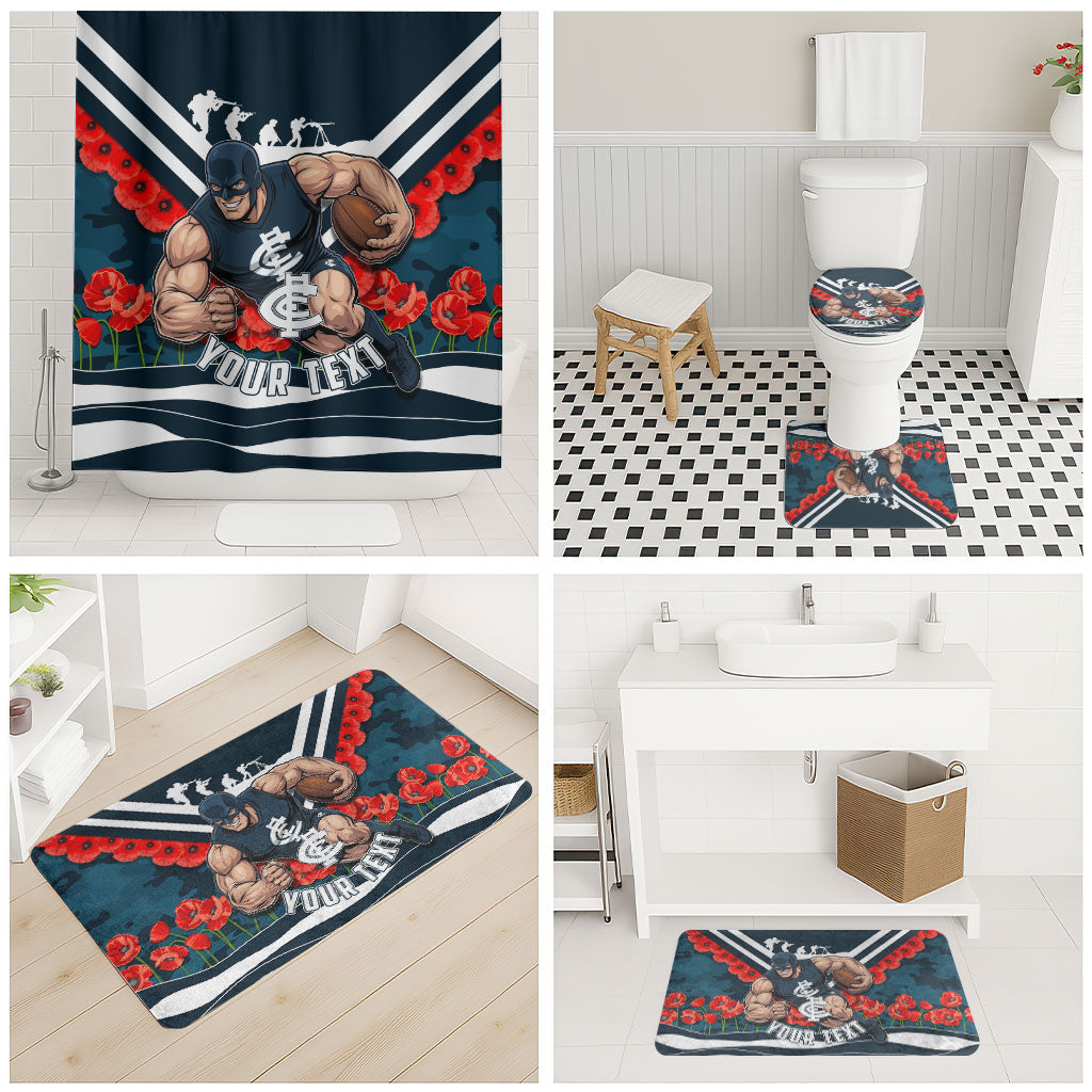 Personalised Carlton Blues ANZAC Bathroom Set Military Remembrance Australian Football Mascot Camouflage