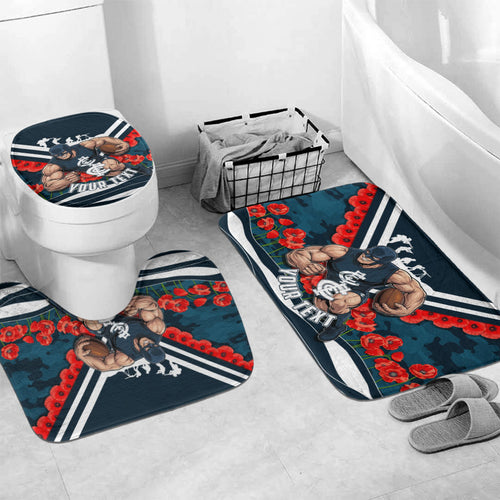 Personalised Carlton Blues ANZAC Bathroom Set Military Remembrance Australian Football Mascot Camouflage