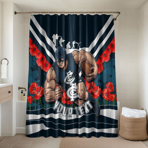 Personalised Carlton Blues ANZAC Bathroom Set Military Remembrance Australian Football Mascot Camouflage