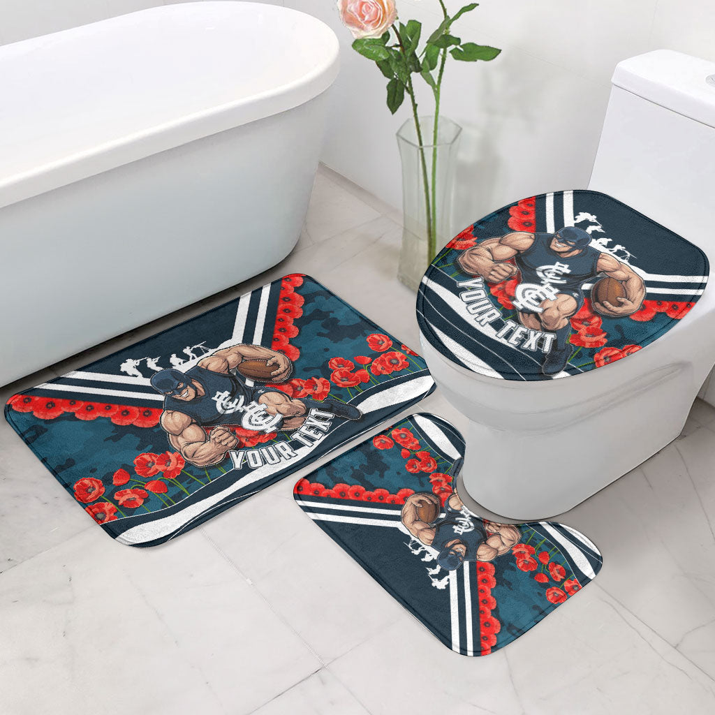 Personalised Carlton Blues ANZAC Bathroom Set Military Remembrance Australian Football Mascot Camouflage