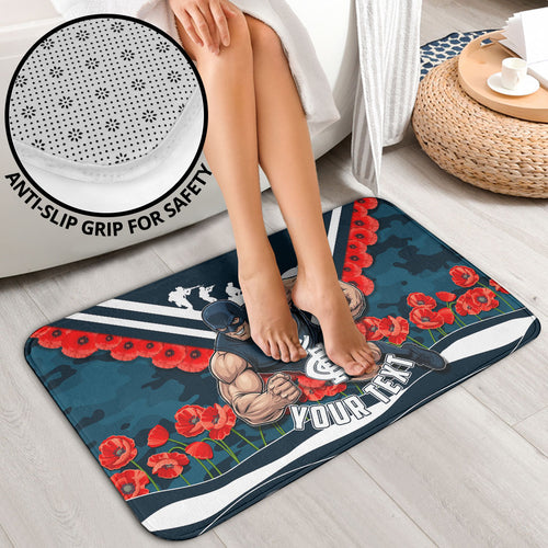 Personalised Carlton Blues ANZAC Bathroom Set Military Remembrance Australian Football Mascot Camouflage