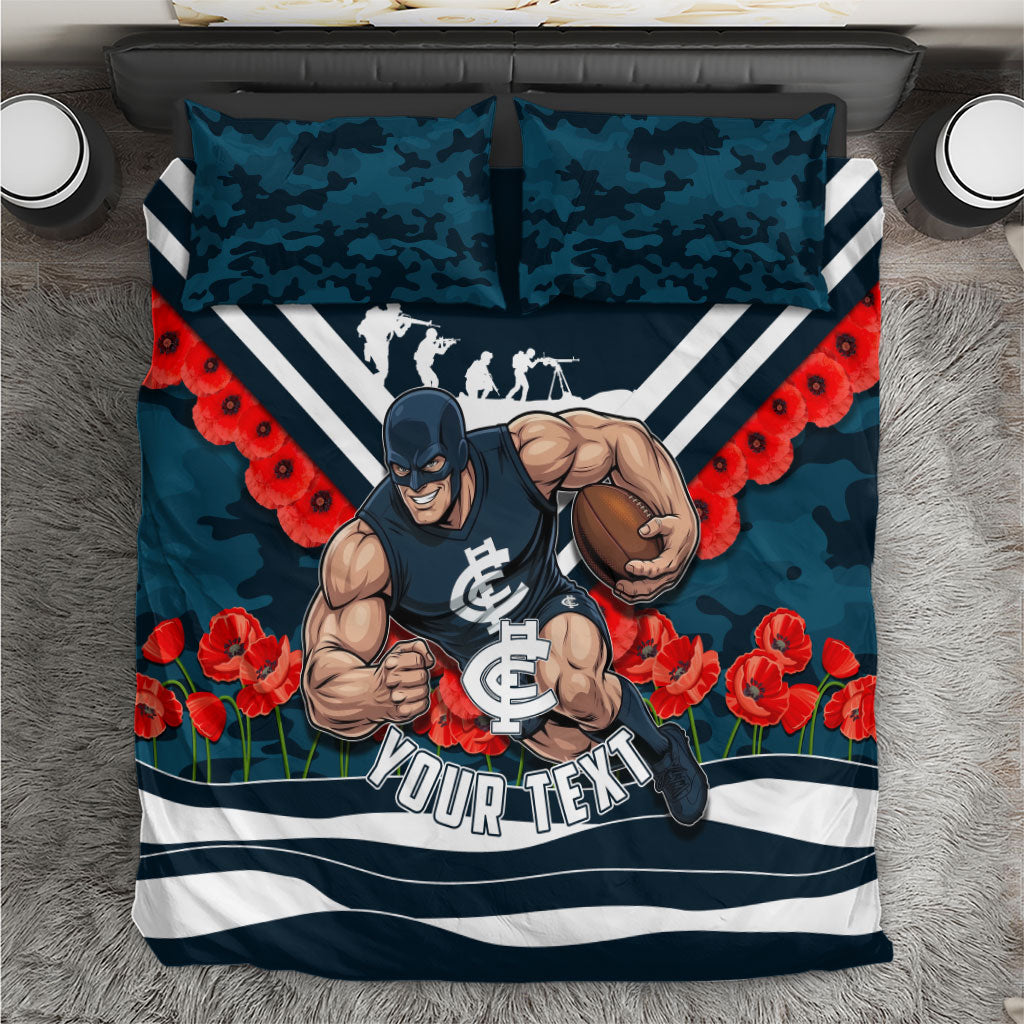Personalised Carlton Blues ANZAC Bedding Set Military Remembrance Australian Football Mascot Camouflage