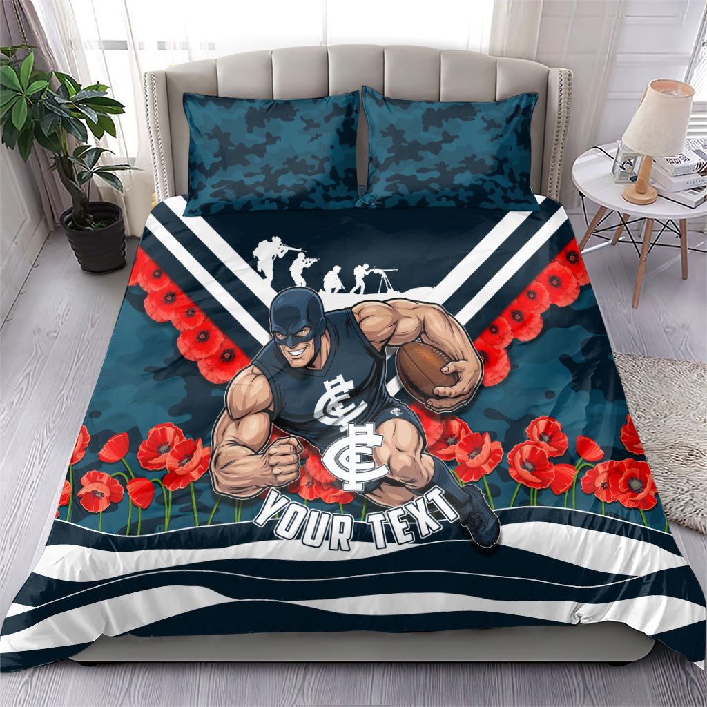 Personalised Carlton Blues ANZAC Bedding Set Military Remembrance Australian Football Mascot Camouflage