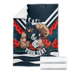 Personalised Carlton Blues ANZAC Blanket Military Remembrance Australian Football Mascot Camouflage