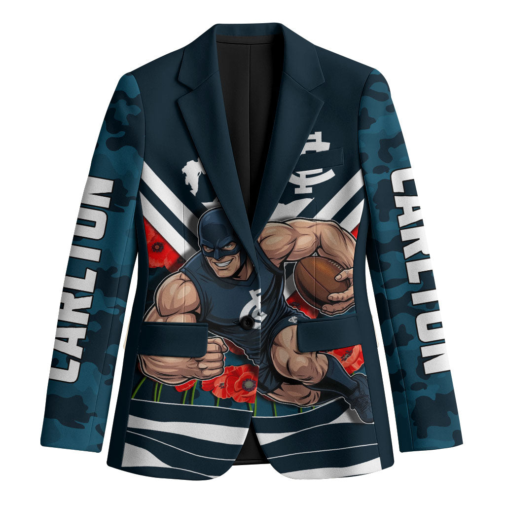 Personalised Carlton Blues ANZAC Blazer Military Remembrance Australian Football Mascot Camouflage