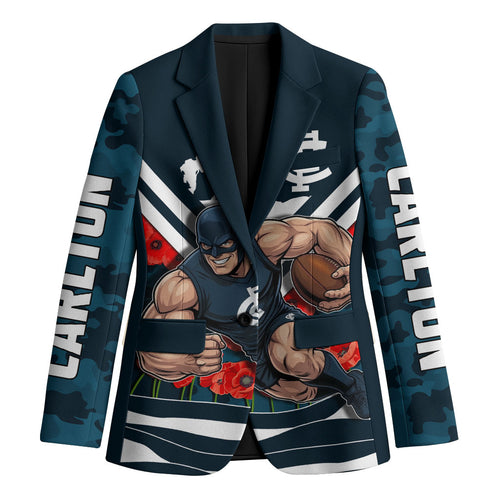 Personalised Carlton Blues ANZAC Blazer Military Remembrance Australian Football Mascot Camouflage