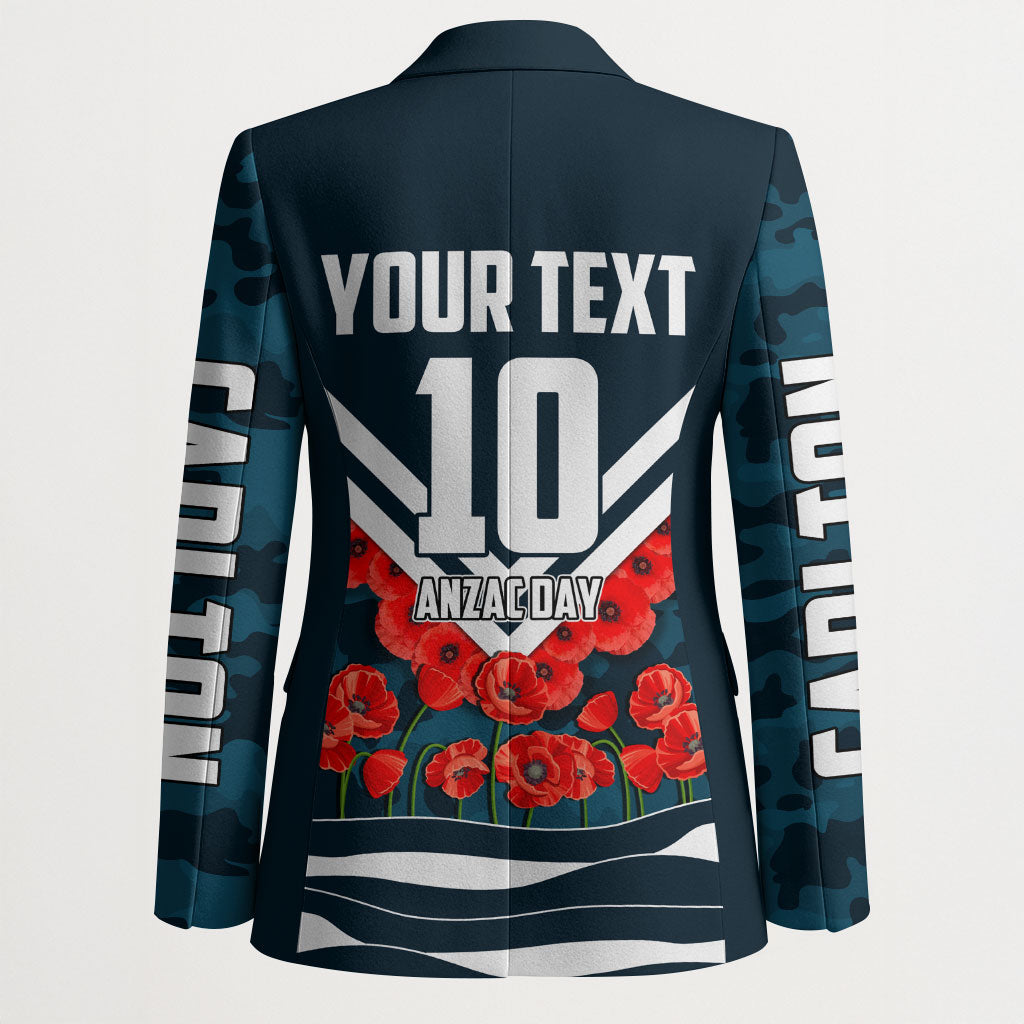 Personalised Carlton Blues ANZAC Blazer Military Remembrance Australian Football Mascot Camouflage