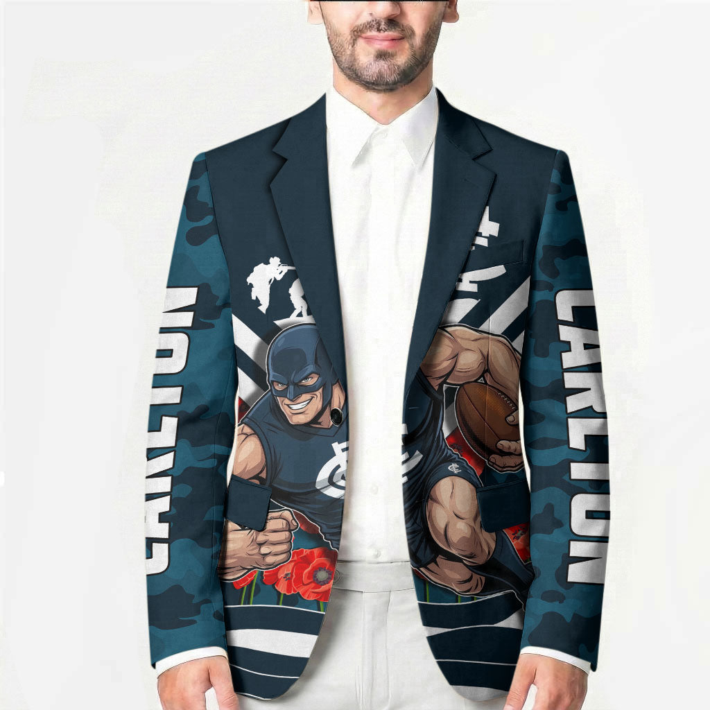 Personalised Carlton Blues ANZAC Blazer Military Remembrance Australian Football Mascot Camouflage