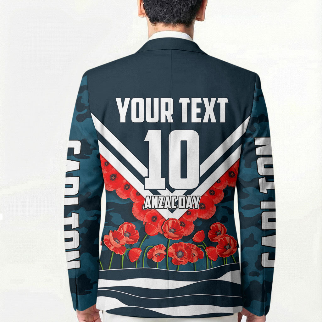 Personalised Carlton Blues ANZAC Blazer Military Remembrance Australian Football Mascot Camouflage