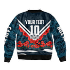 Personalised Carlton Blues ANZAC Bomber Jacket Military Remembrance Australian Football Mascot Camouflage