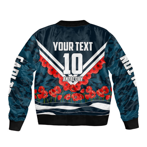 Personalised Carlton Blues ANZAC Bomber Jacket Military Remembrance Australian Football Mascot Camouflage