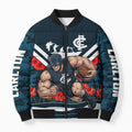 Personalised Carlton Blues ANZAC Bomber Puffer Jacket Military Remembrance Australian Football Mascot Camouflage