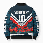 Personalised Carlton Blues ANZAC Bomber Puffer Jacket Military Remembrance Australian Football Mascot Camouflage