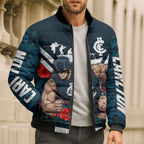 Personalised Carlton Blues ANZAC Bomber Puffer Jacket Military Remembrance Australian Football Mascot Camouflage