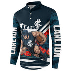 Personalised Carlton Blues ANZAC Button Sweatshirt Military Remembrance Australian Football Mascot Camouflage