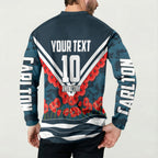 Personalised Carlton Blues ANZAC Button Sweatshirt Military Remembrance Australian Football Mascot Camouflage