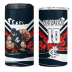 Personalised Carlton Blues ANZAC 4 in 1 Can Cooler Tumbler Military Remembrance Australian Football Mascot Camouflage