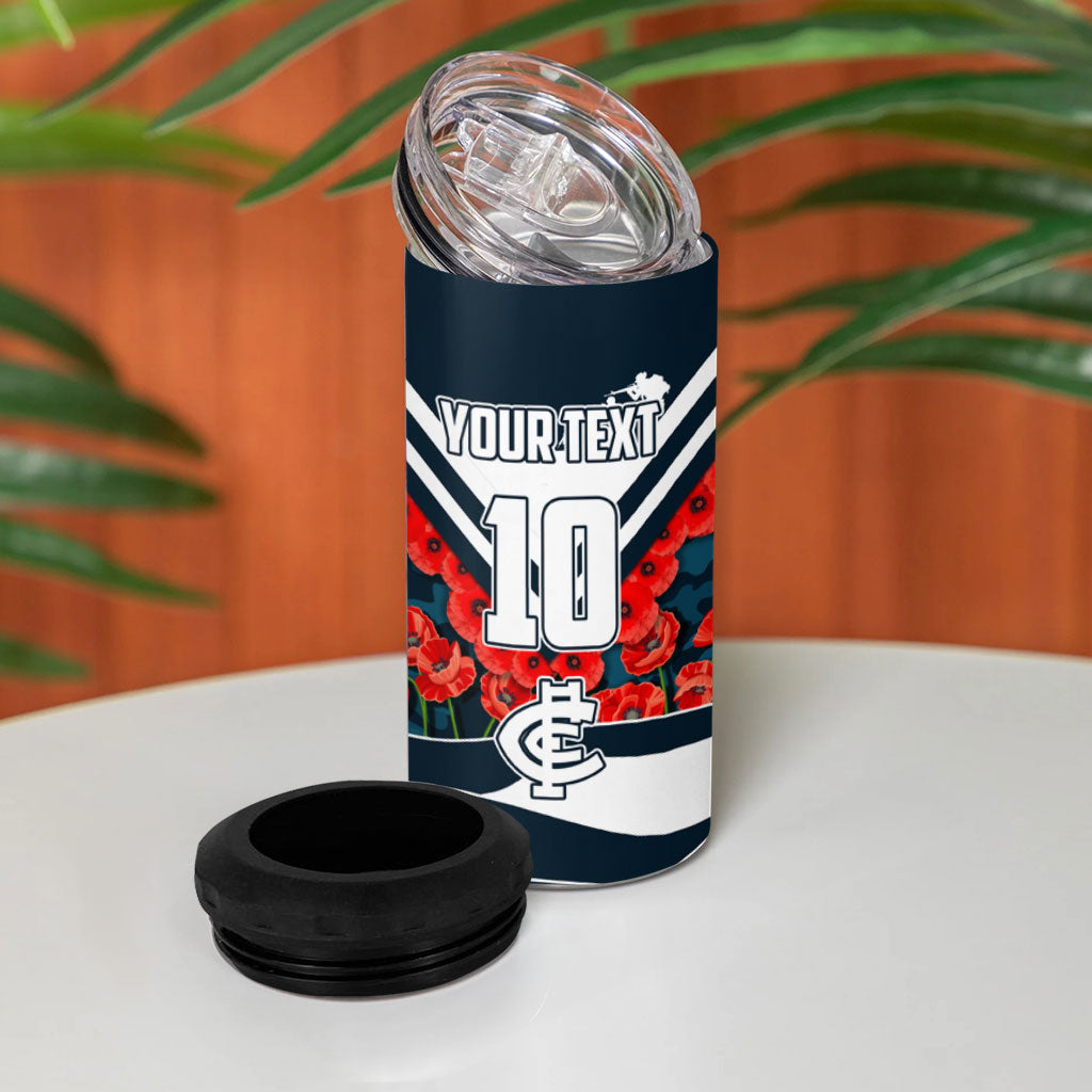 Personalised Carlton Blues ANZAC 4 in 1 Can Cooler Tumbler Military Remembrance Australian Football Mascot Camouflage