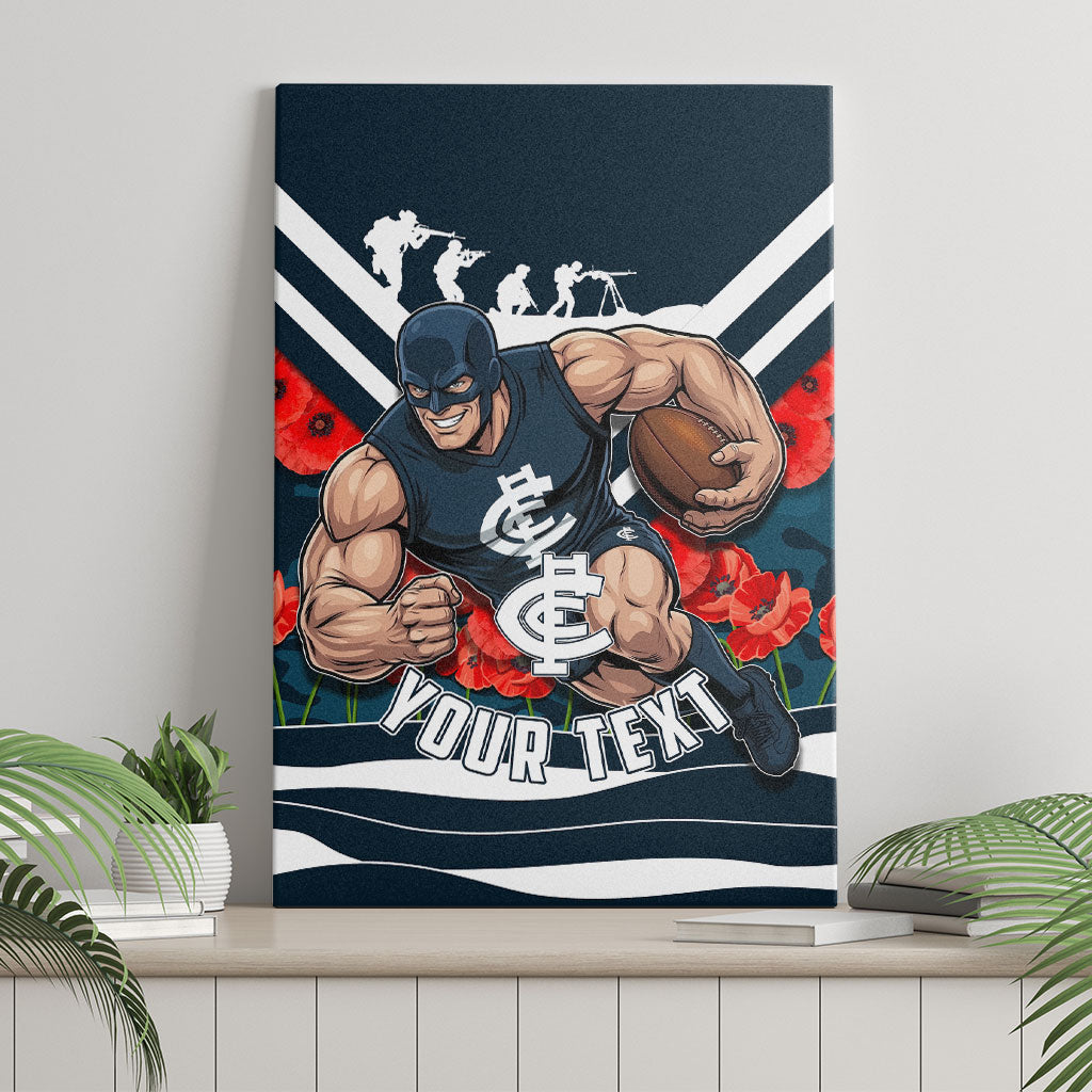 Personalised Carlton Blues ANZAC Canvas Wall Art Military Remembrance Australian Football Mascot Camouflage