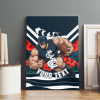 Personalised Carlton Blues ANZAC Canvas Wall Art Military Remembrance Australian Football Mascot Camouflage