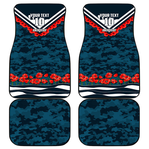 Personalised Carlton Blues ANZAC Car Mats Military Remembrance Australian Football Mascot Camouflage