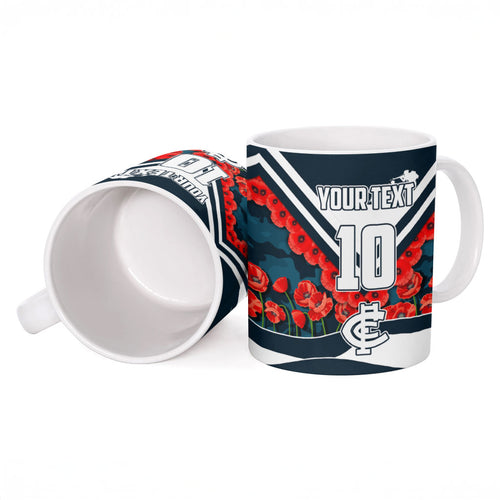 Personalised Carlton Blues ANZAC Ceramic Mug Military Remembrance Australian Football Mascot Camouflage