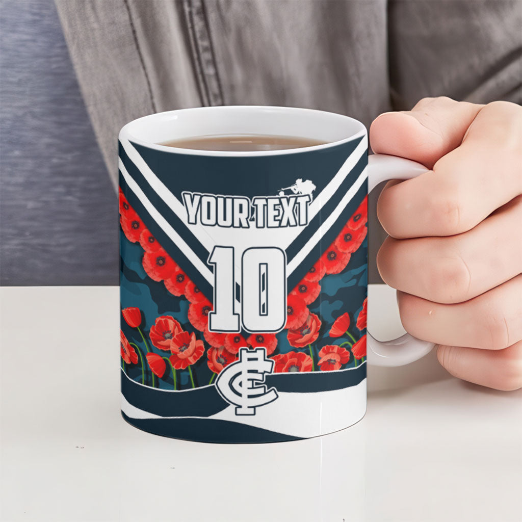 Personalised Carlton Blues ANZAC Ceramic Mug Military Remembrance Australian Football Mascot Camouflage