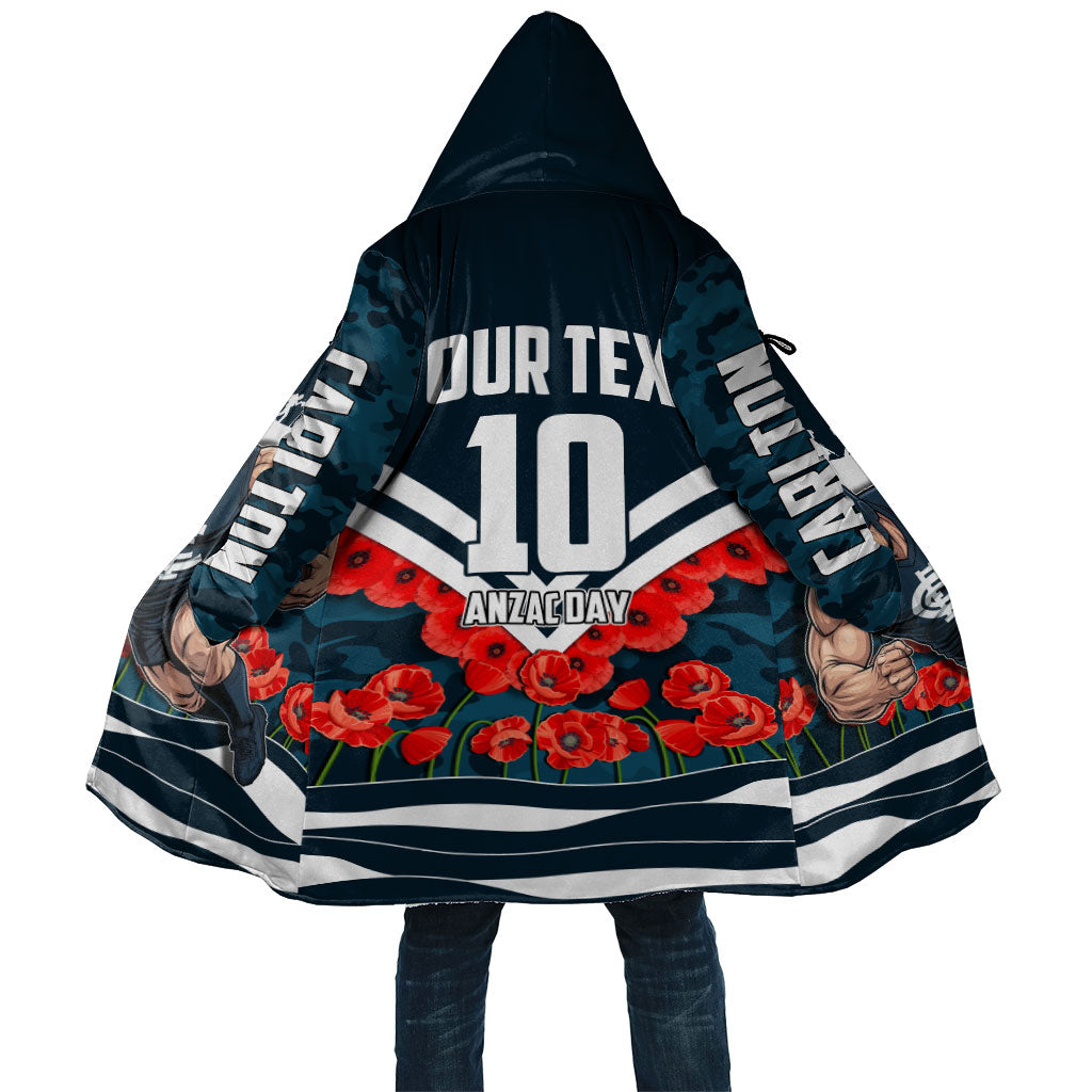 Personalised Carlton Blues ANZAC Cloak Military Remembrance Australian Football Mascot Camouflage