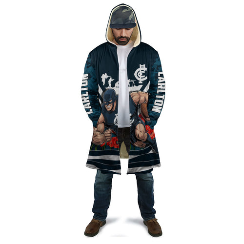 Personalised Carlton Blues ANZAC Cloak Military Remembrance Australian Football Mascot Camouflage