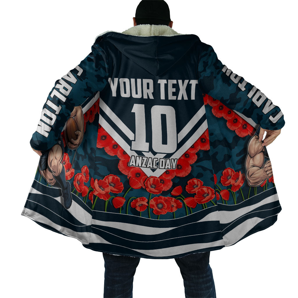 Personalised Carlton Blues ANZAC Cloak Military Remembrance Australian Football Mascot Camouflage