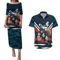 Personalised Carlton Blues ANZAC Couples Matching Puletasi and Hawaiian Shirt Military Remembrance Australian Football Mascot Camouflage