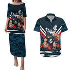 Personalised Carlton Blues ANZAC Couples Matching Puletasi and Hawaiian Shirt Military Remembrance Australian Football Mascot Camouflage