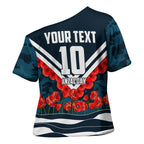 Personalised Carlton Blues ANZAC Cross Shoulder Shirt Military Remembrance Australian Football Mascot Camouflage