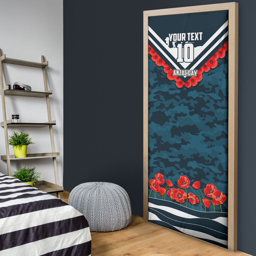 Personalised Carlton Blues ANZAC Door Cover Military Remembrance Australian Football Mascot Camouflage