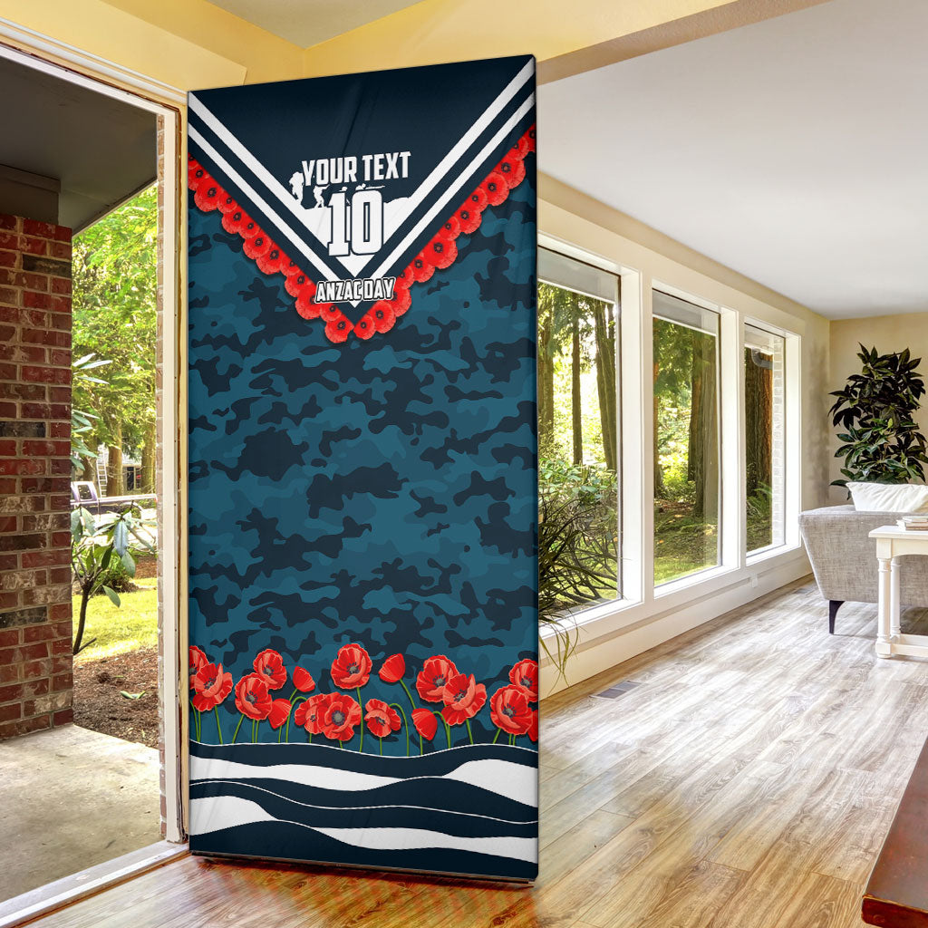 Personalised Carlton Blues ANZAC Door Cover Military Remembrance Australian Football Mascot Camouflage