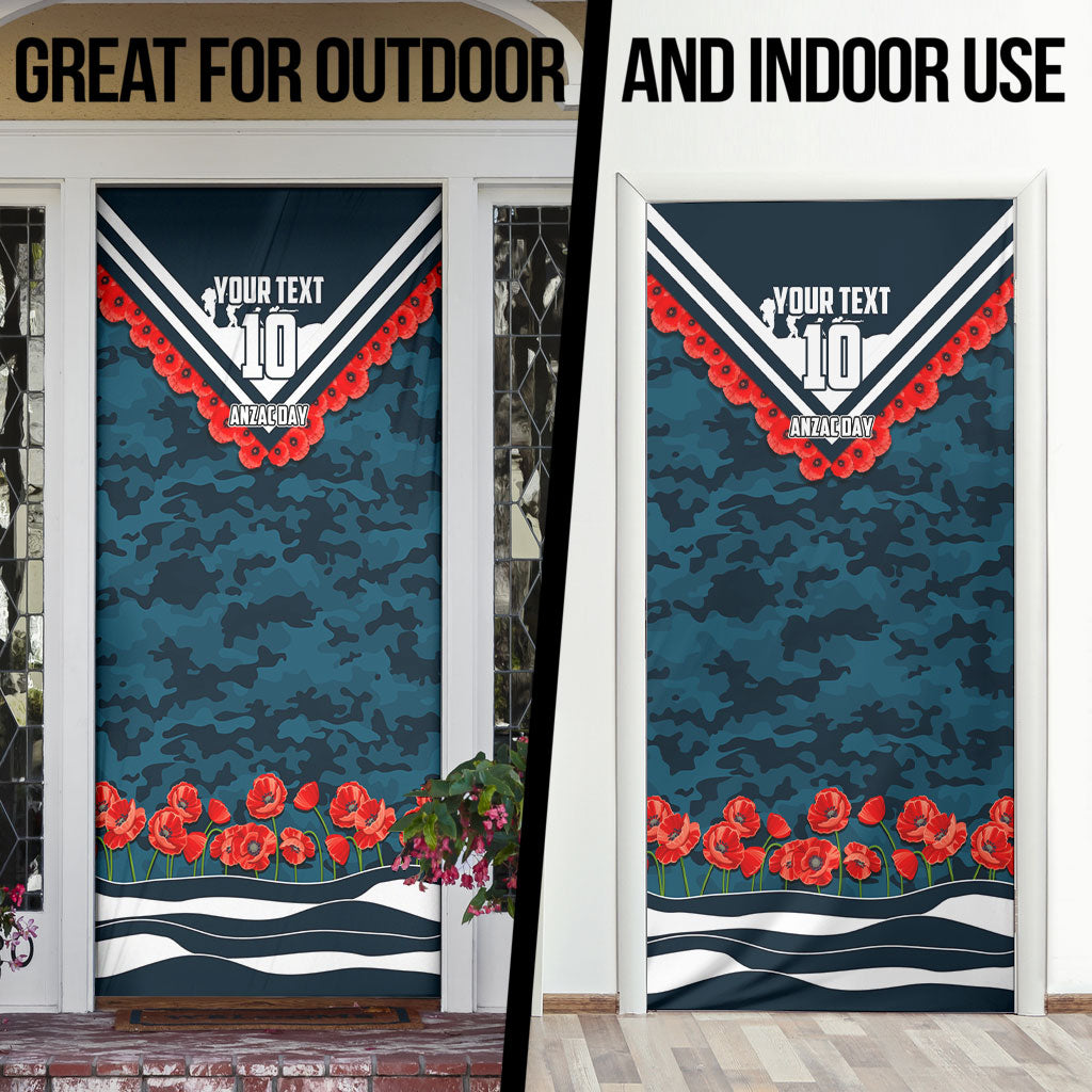 Personalised Carlton Blues ANZAC Door Cover Military Remembrance Australian Football Mascot Camouflage
