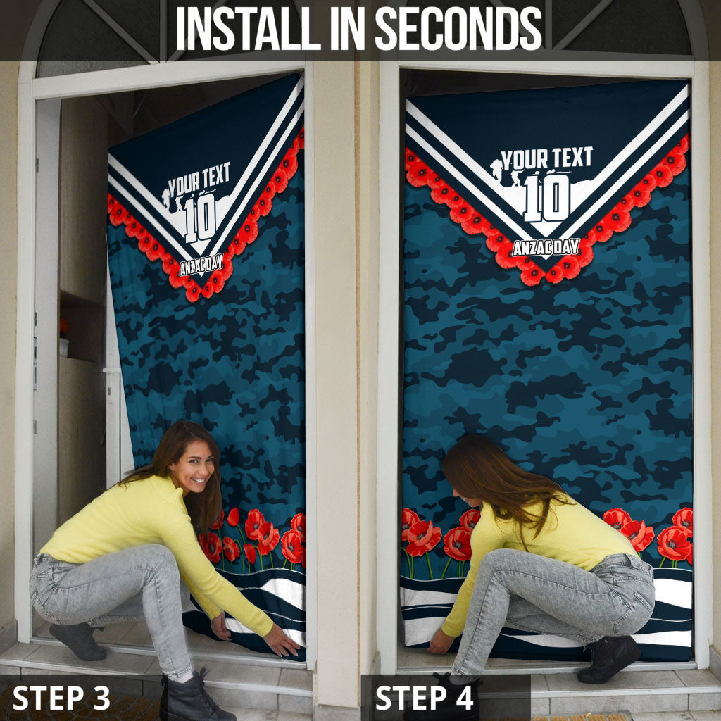 Personalised Carlton Blues ANZAC Door Cover Military Remembrance Australian Football Mascot Camouflage