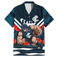 Personalised Carlton Blues ANZAC Family Matching Long Sleeve Bodycon Dress and Hawaiian Shirt Military Remembrance Australian Football Mascot Camouflage