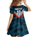 Personalised Carlton Blues ANZAC Family Matching Off Shoulder Short Dress and Hawaiian Shirt Military Remembrance Australian Football Mascot Camouflage