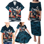 Personalised Carlton Blues ANZAC Family Matching Puletasi and Hawaiian Shirt Military Remembrance Australian Football Mascot Camouflage