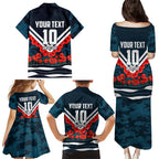 Personalised Carlton Blues ANZAC Family Matching Puletasi and Hawaiian Shirt Military Remembrance Australian Football Mascot Camouflage