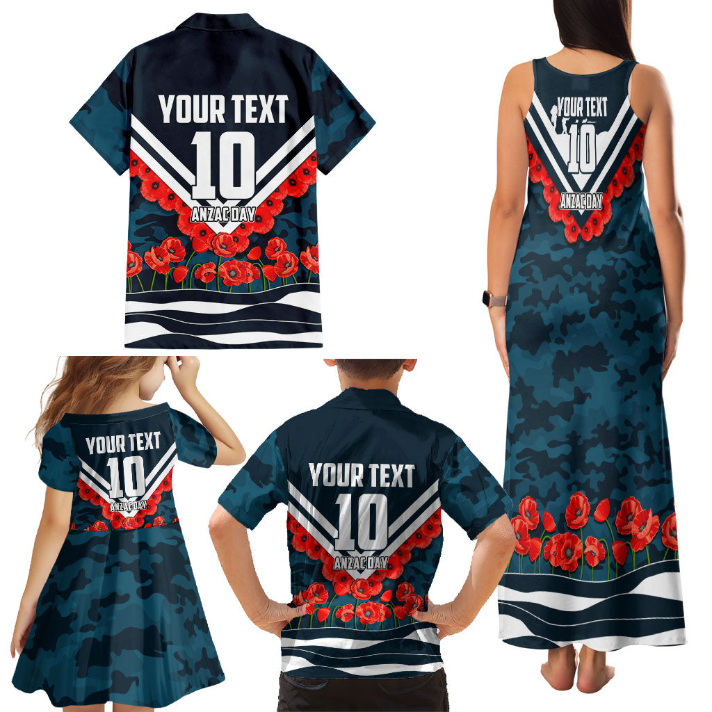 Personalised Carlton Blues ANZAC Family Matching Tank Maxi Dress and Hawaiian Shirt Military Remembrance Australian Football Mascot Camouflage