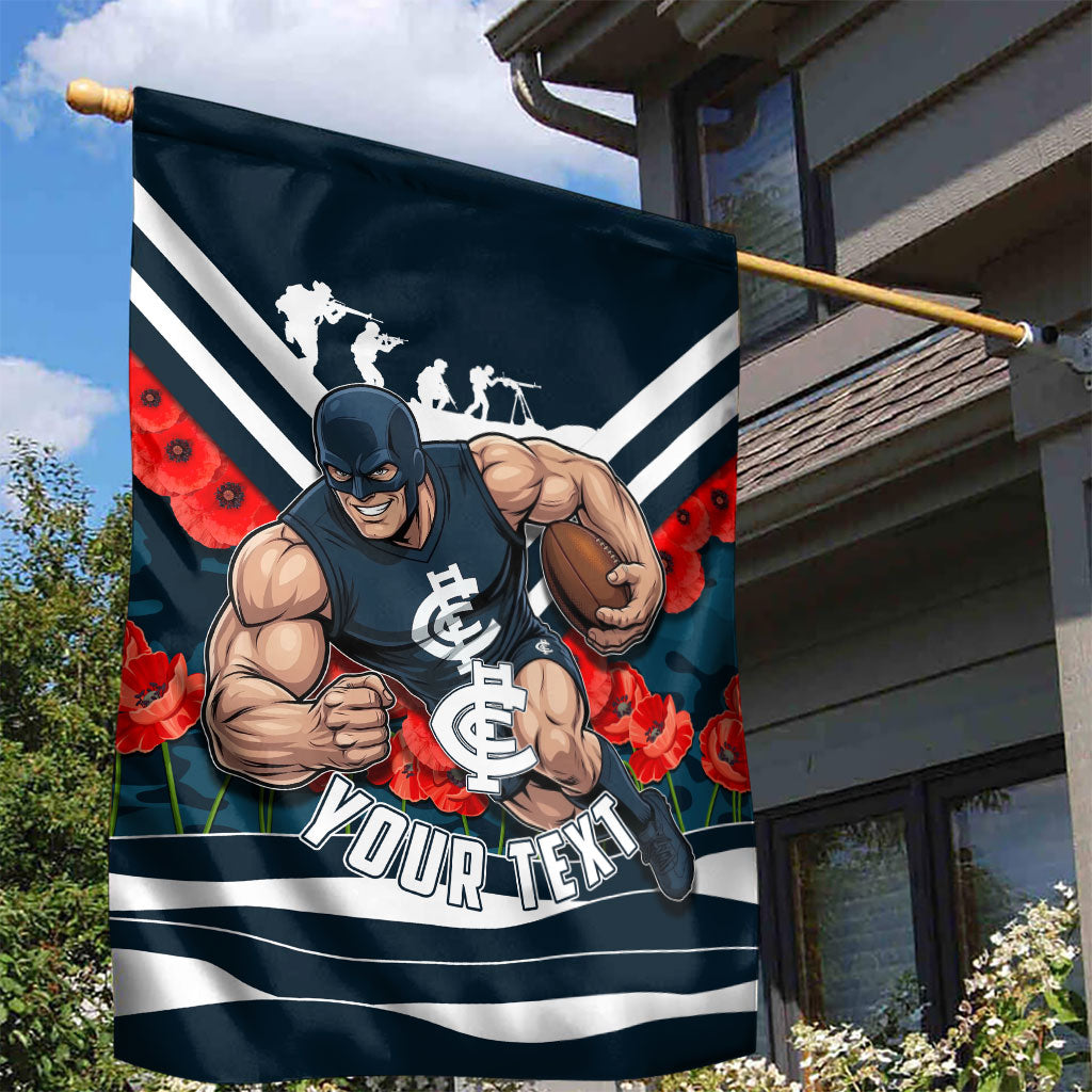 Personalised Carlton Blues ANZAC Garden Flag Military Remembrance Australian Football Mascot Camouflage