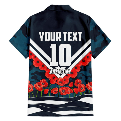 Personalised Carlton Blues ANZAC Hawaiian Shirt Military Remembrance Australian Football Mascot Camouflage
