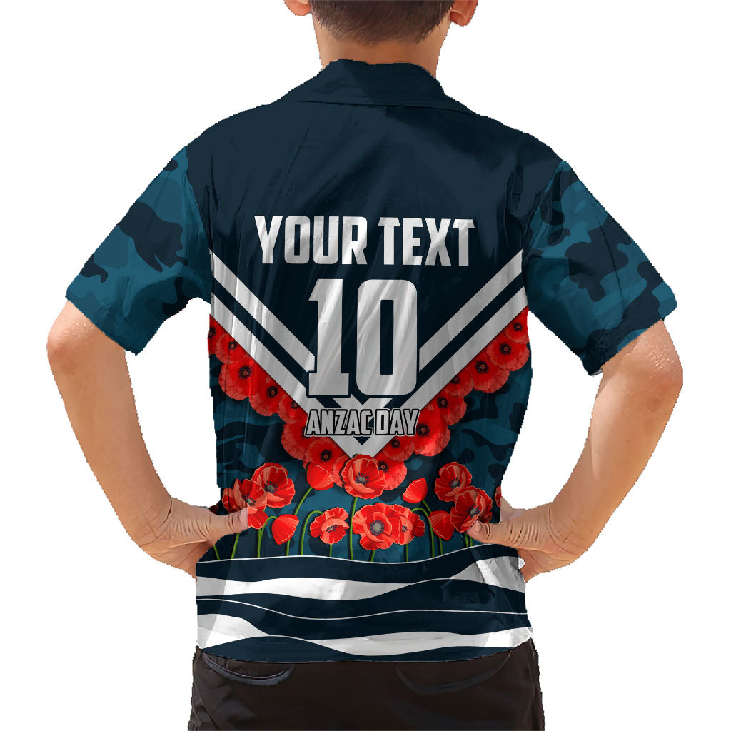 Personalised Carlton Blues ANZAC Hawaiian Shirt Military Remembrance Australian Football Mascot Camouflage