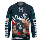 Personalised Carlton Blues ANZAC Hockey Jersey Military Remembrance Australian Football Mascot Camouflage