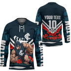 Personalised Carlton Blues ANZAC Hockey Jersey Military Remembrance Australian Football Mascot Camouflage