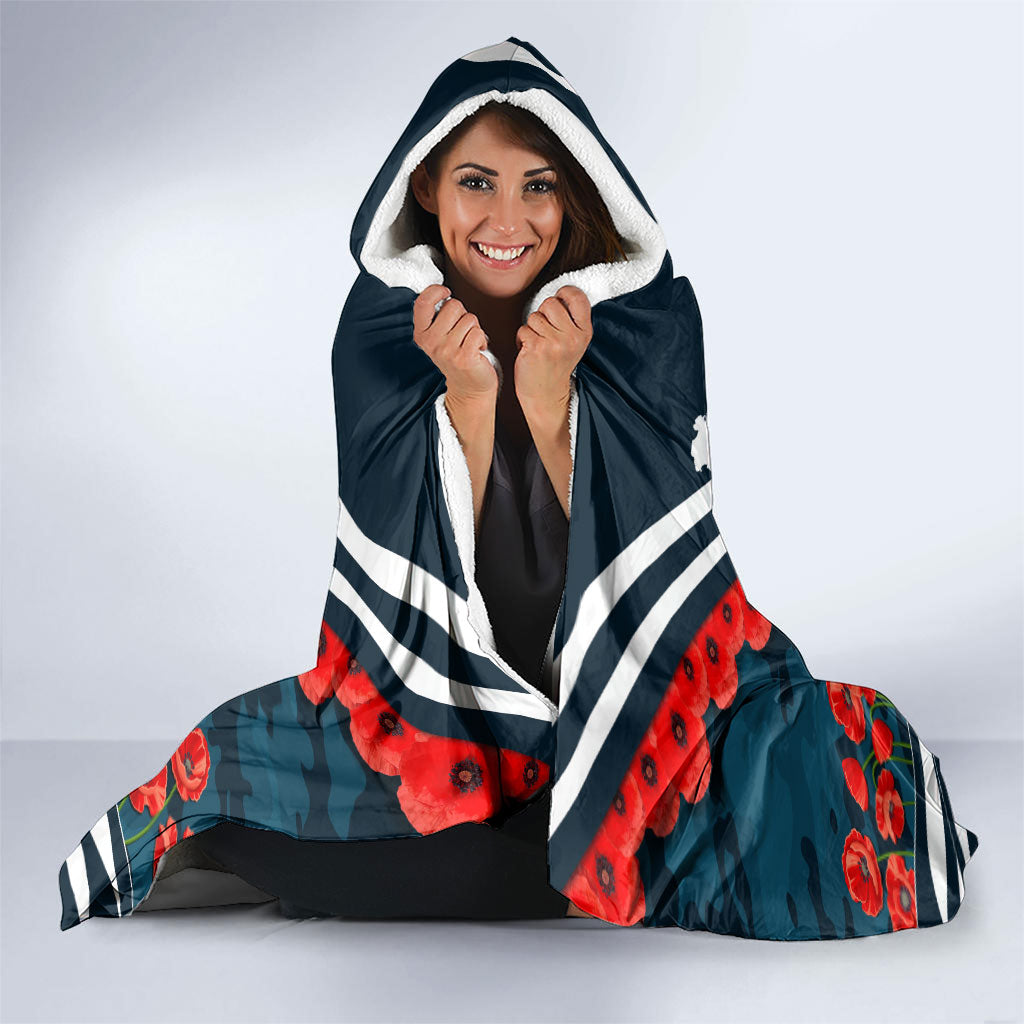 Personalised Carlton Blues ANZAC Hooded Blanket Military Remembrance Australian Football Mascot Camouflage