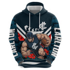 Personalised Carlton Blues ANZAC Hoodie Military Remembrance Australian Football Mascot Camouflage