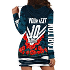 Personalised Carlton Blues ANZAC Hoodie Dress Military Remembrance Australian Football Mascot Camouflage